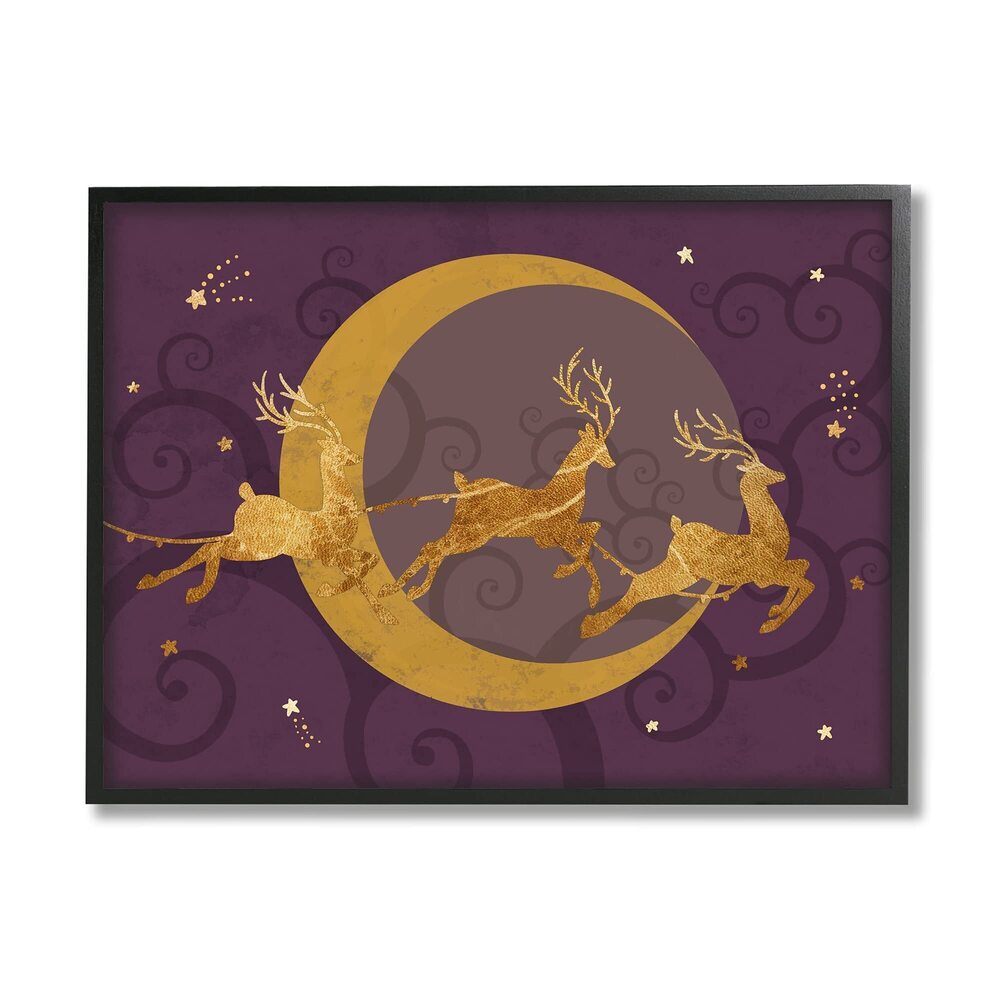 1111 Reindeers Flying Over Crescent Moon Glam Christmas Sky